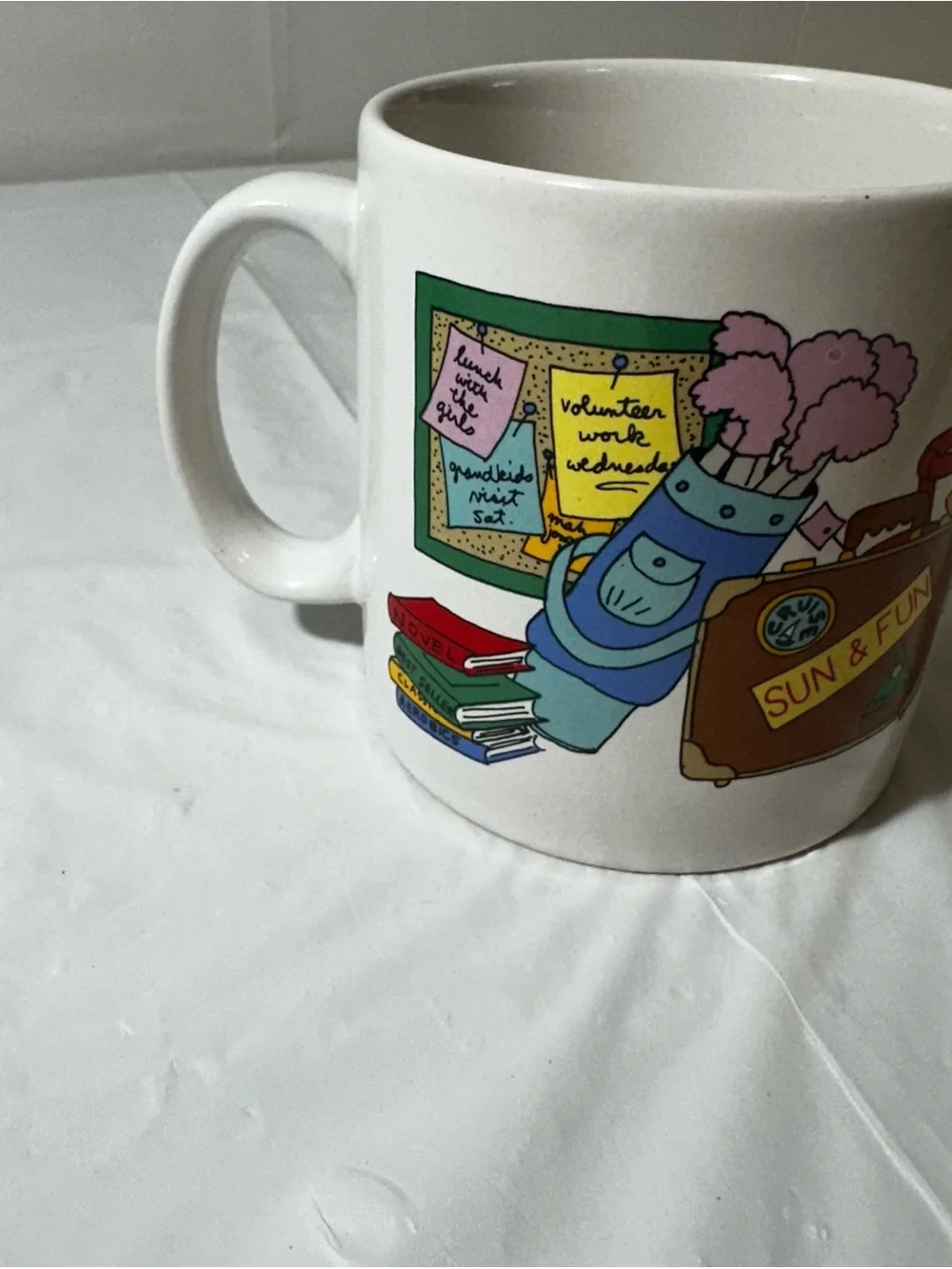 RETIRED AND LOVING IT Russ White Ceramic Mug with Black Logo